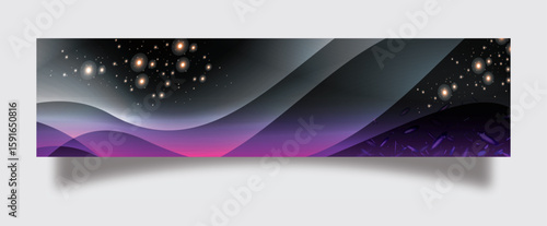 Cosmic Waves Abstract shapes  LinkedIn cover design 