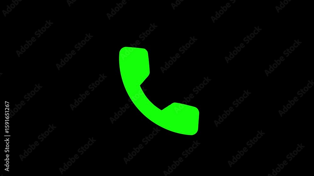 Green call icon in black background . Green call icon in black background .