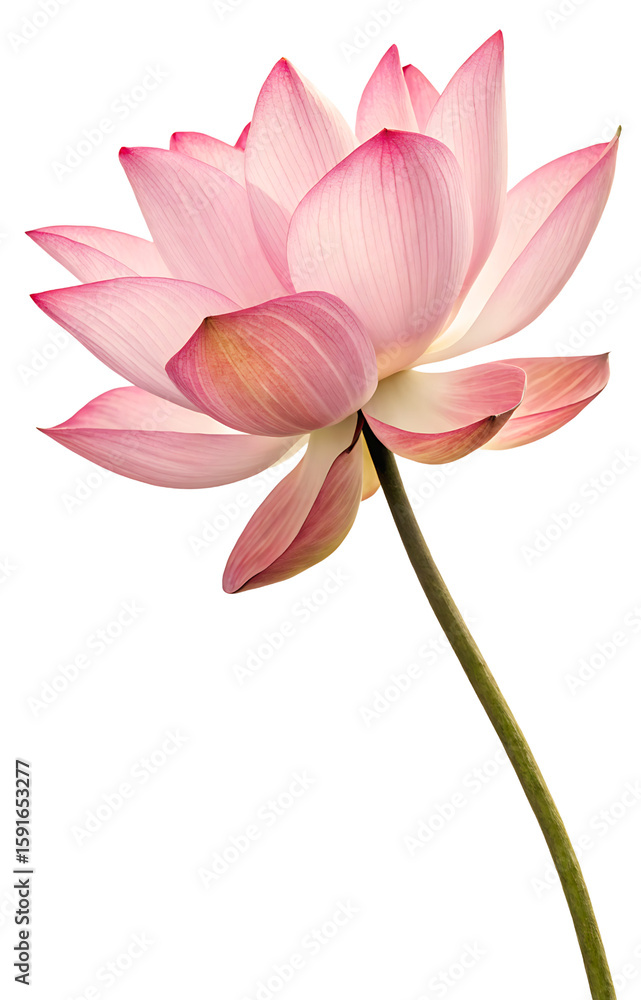 Photo of a beautiful pink lotus flower with delicate petals isolated on transparent background Photo of a beautiful pink lotus flower with delicate petals isolated on transparent background