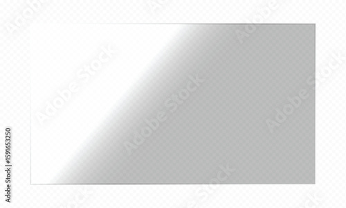 Transparent PNG glass plate. Screen reflection illustration on a transparent background
