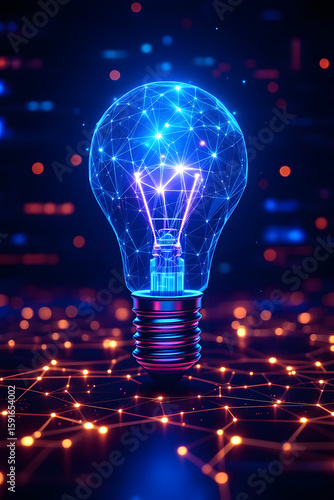 Digital Idea Futuristic Lightbulb Network Innovation Concept