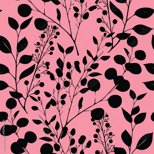 trend in textiles, vector background floral fabric, monochrome pattern seamless