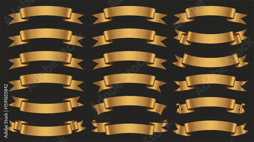 Collection of Fifteen Golden Ribbon Banners award celebration