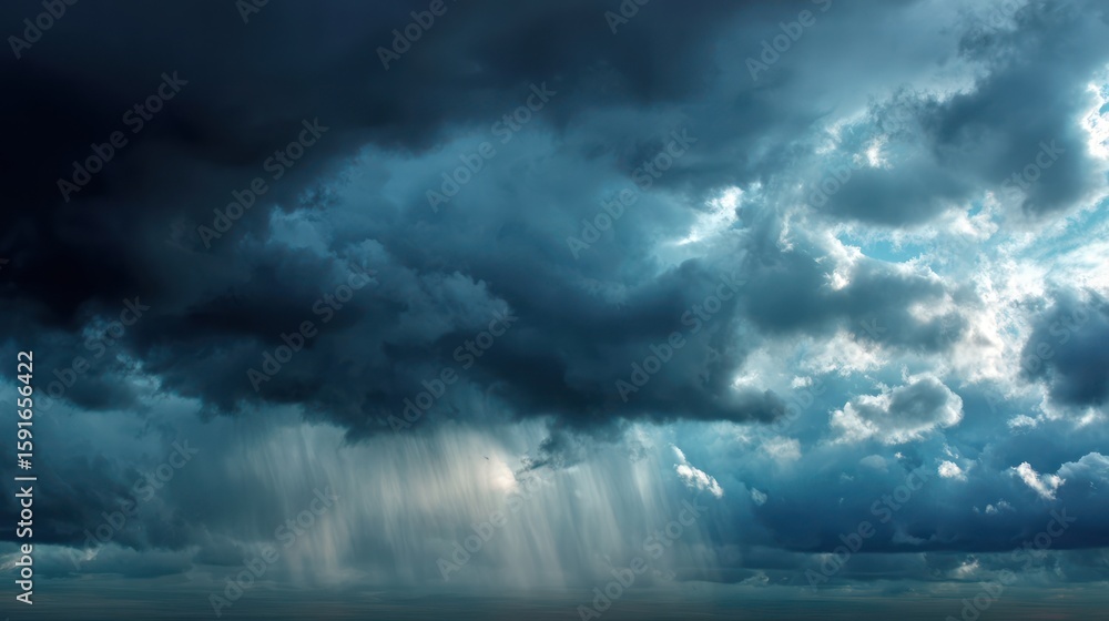 Fototapeta premium Dramatic storm clouds, rain streaks