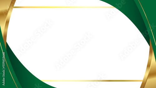 Elegant Green and Gold Curved Frame Background