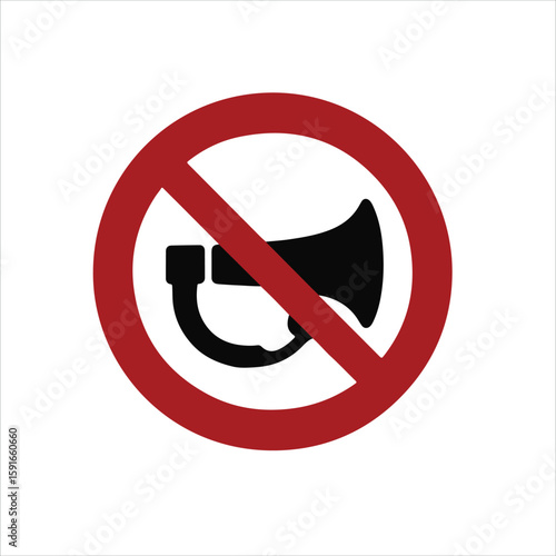 No honking sign symbol indicating prohibition of car horn usage