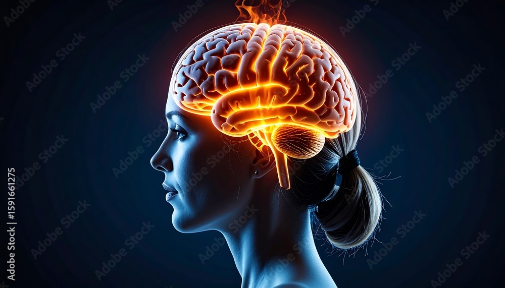 Obraz premium Brain on fire, profile view