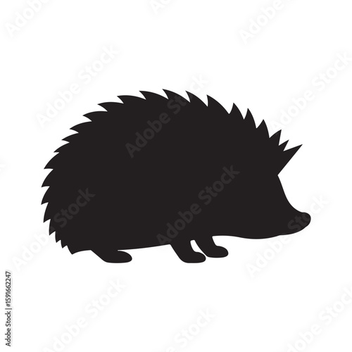 Cute hedgehog silhouette vector flat illustration design.on white background