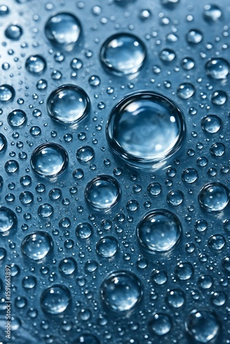 Wallpaper Mural Macro Water Droplets on Blue Surface with Reflections and Shallow Depth of Field Torontodigital.ca