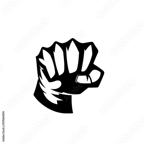 The image depicts a fist held high in protest, presented as a modern illustration in eps10 format that is easy to edit