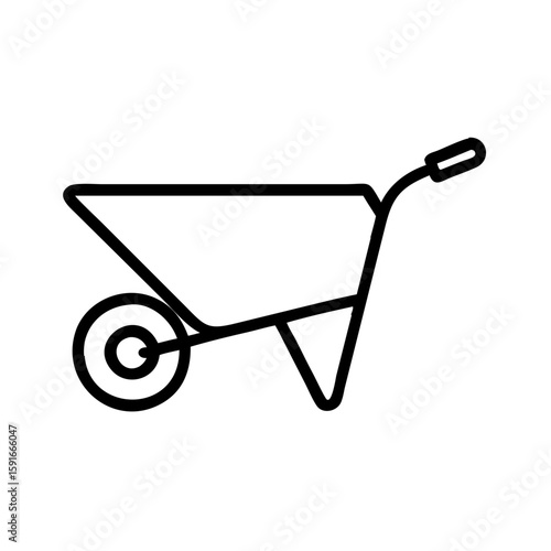 Wheelbarrow line icon for gardening and construction