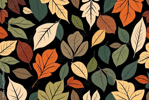 Abstract Leaves Pattern Leaves rendered in various abstract shap