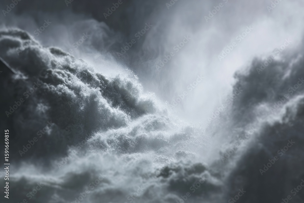 Obraz premium Powerful water cascading, dramatic clouds