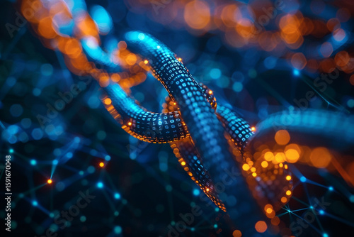 Digital blockchain network abstract background  