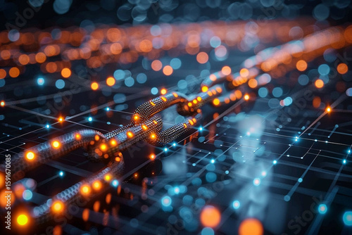 Digital blockchain network abstract background  