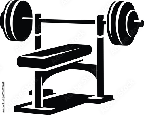 Gym Weightlifting Bench and Barbell Equipment for Strength Training