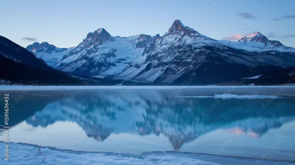 custom made wallpaper toronto digitalFrozen lake reflecting snowy peaks at dawn