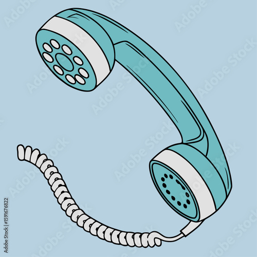 Vector illustration of a retro telephone receiver, an old technology communication object
