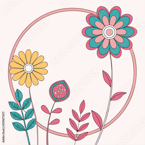 Floral greeting card with a beautiful spring bouquet illustration, perfect for any occasion