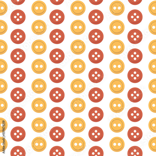 Seamless pattern with decorative clothing button. Repeating background of sewing supply
