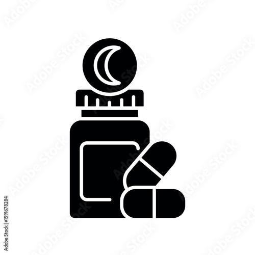 Melatonin optimization black flat icon for digital and print projects.