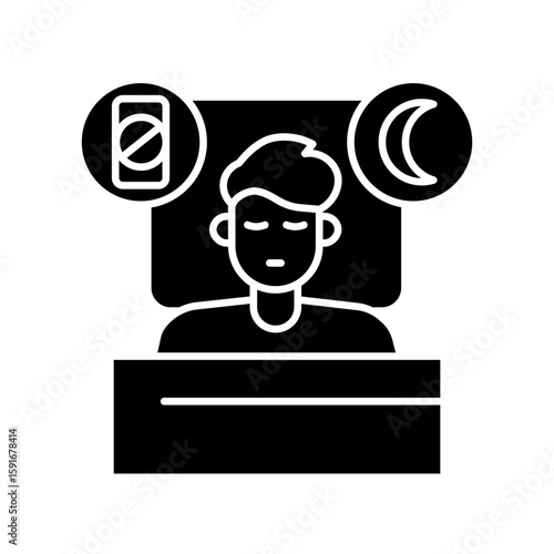 Sleep optimization black glyph icon for digital and print projects.