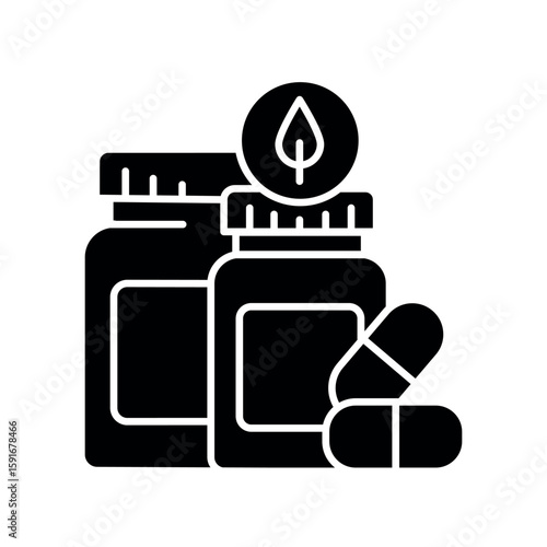 supplements stack black flat icon for digital and print projects.