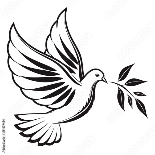 A dove with an olive branch in its beak, symbolizing peace