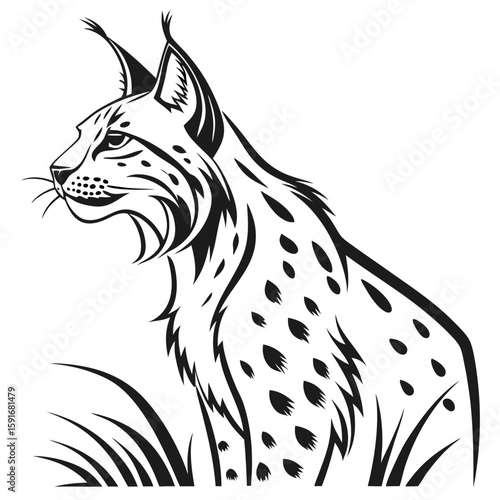 A stylized illustration of a lynx in tall grass