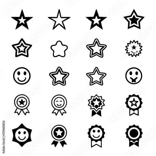 Kids’ Reward Sticker Icons – Stars, Smiley Faces, Badges & Thumbs Up in Fun Colorful Style for Teachers, Charts & Behavior Incentives
