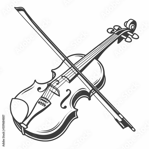 Violin – Classical Instrument Vector Illustration on White Background