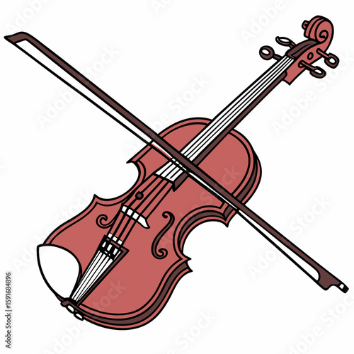 Violin – Classical Instrument Vector Illustration on White Background