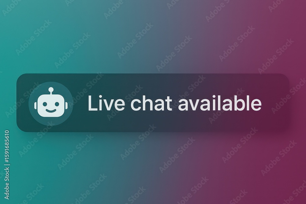 Obraz premium Live chat available button with chatbot icon on gradient background. customer support service