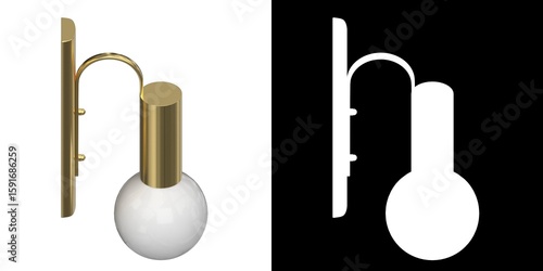 Принти на полотні 3D rendering illustration of a brass globe wall sconce