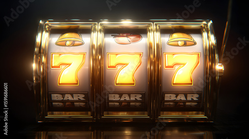 3d slot machine reel with three segments and a large golden number below in a luxurious gold and dark blue theme creating a rich vibrant casino aesthetic