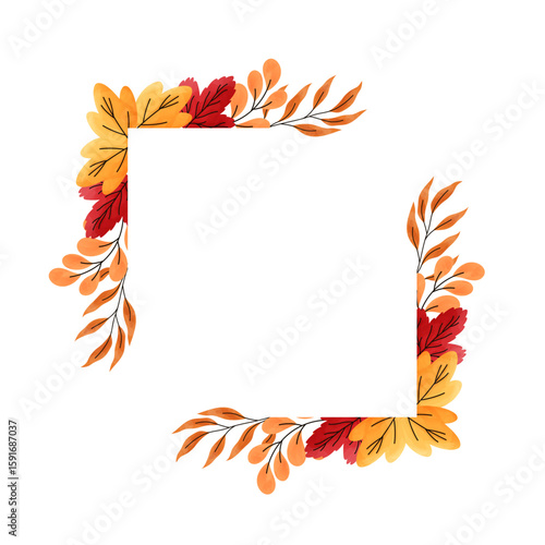Vector autumn wreaths and frames with watercolor foliage. Perfect for seasonal banners, Thanksgiving invitations, and cozy fall designs