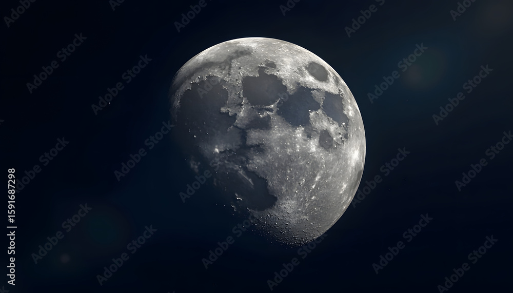 Fototapeta premium Full Moon in Dark Night Sky: A detailed view of a full moon in a dark night sky, partially obscured by clouds, astronomical wonder.