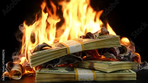 Money Burning in Flames A Visual Metaphor