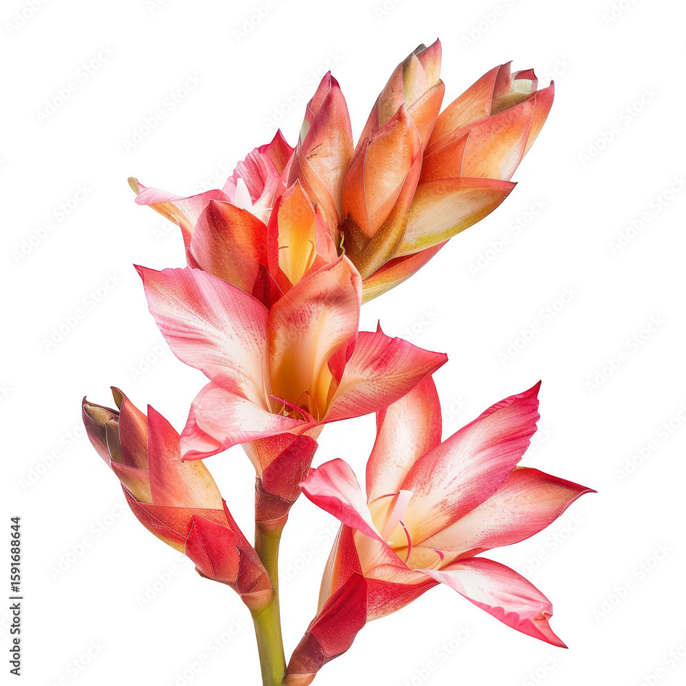 Fototapeta premium Close-up of three coral-peach flowers