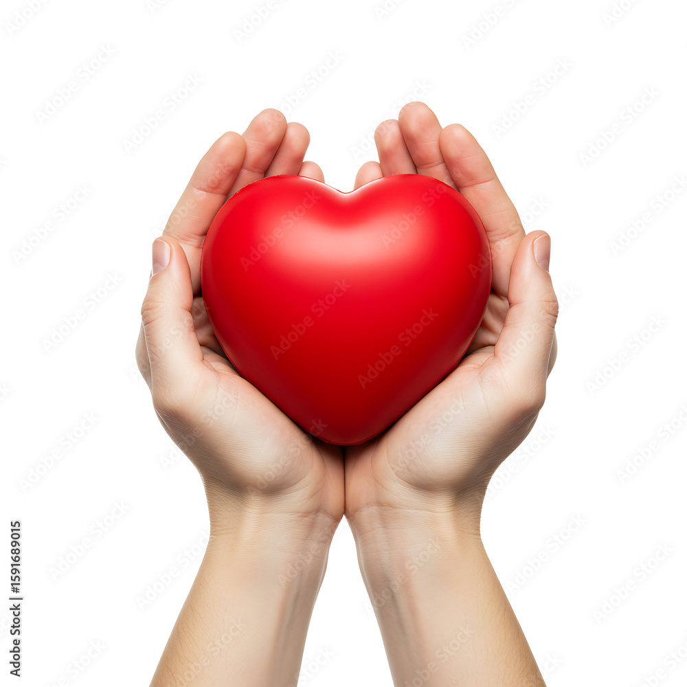 Obraz premium Hands holding a red heart symbol on white background 