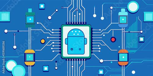 Abstract AI Circuit Board Background Illustration