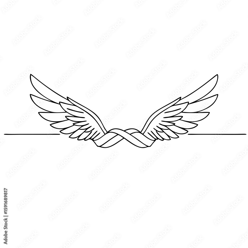 Fototapeta premium Horizontal winged page separator design with infinity symbol