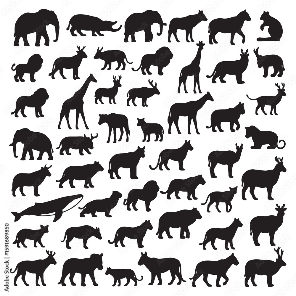 Fototapeta premium Animal silhouette vector pack