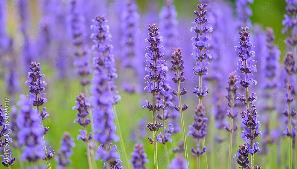 Naklejka premium Close-up of vibrant purple lavender blossoms