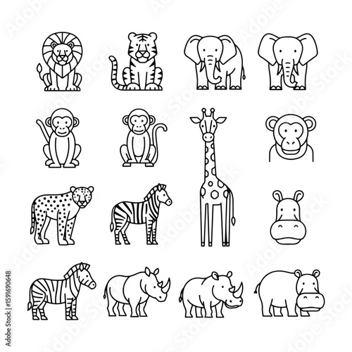 Animal Line Icons. Editable Stroke.