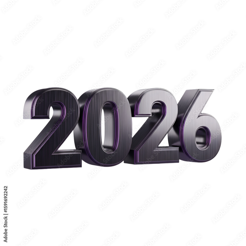 Dark, 3D rendered numbers, 2026, with purple accents. Dark, 3D rendered numbers, 2026, with purple accents.