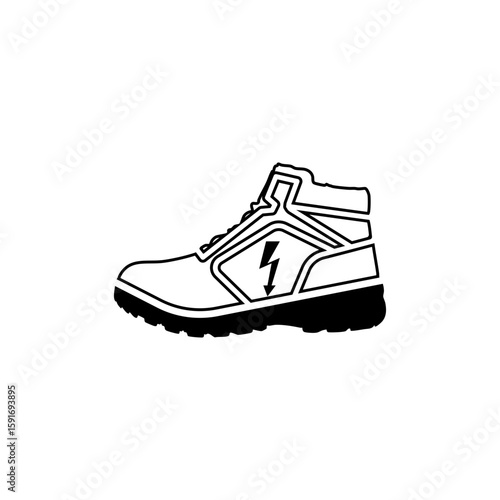 mandatory safety signs icon symbol only_wear antistatic shoes black and white color symbol only  