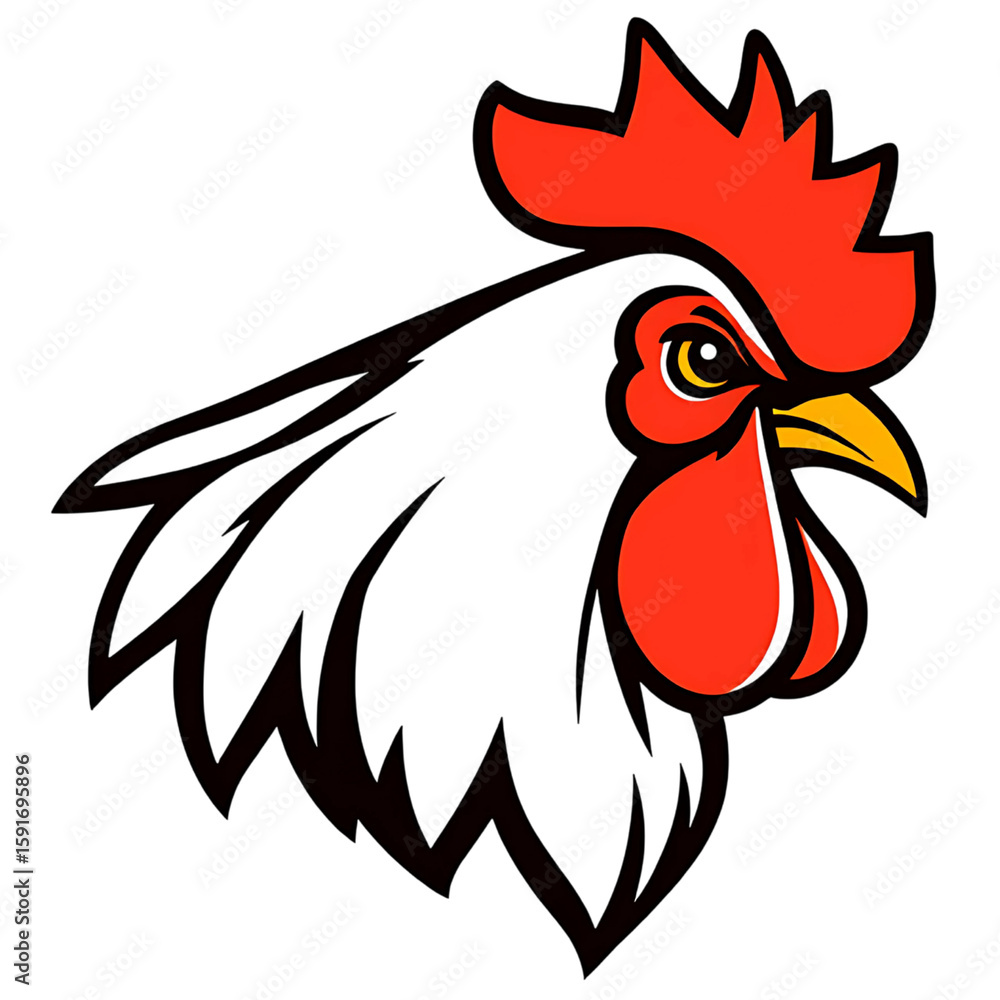 Fototapeta premium rooster head logo, rooster head drawing, close-up, transparent background