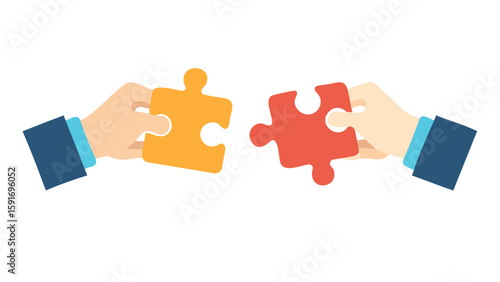 Puzzle compatible icon in flat style. Jigsaw agreement illustration ontrasparent isolated background. Cooperation solution business concept.
