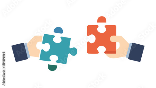 Puzzle compatible icon in flat style. Jigsaw agreement illustration ontrasparent isolated background. Cooperation solution business concept.
